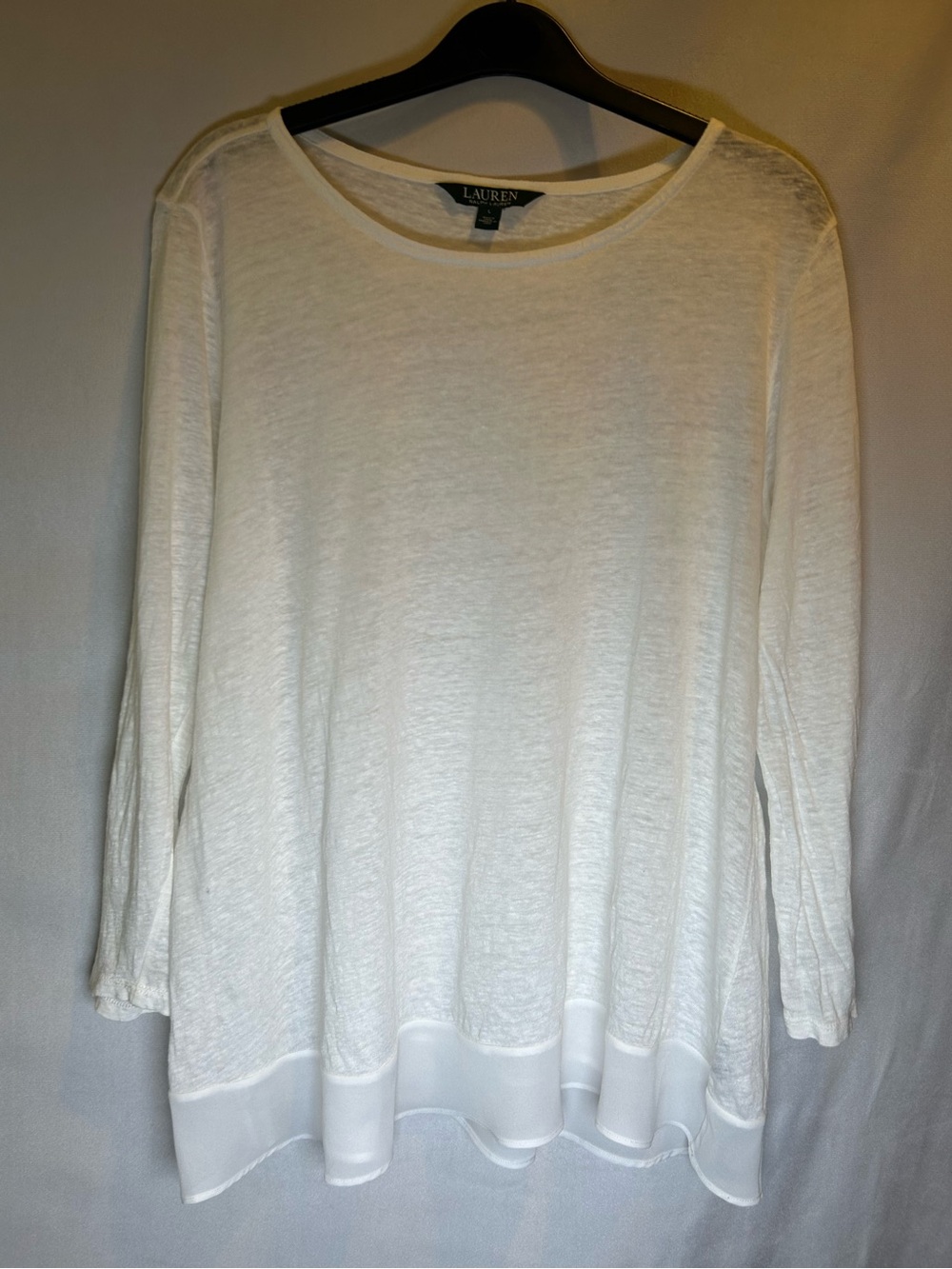 Lauren Ralph Lauren Long Sleeve Top Size L. White Coastal Beach Nautical